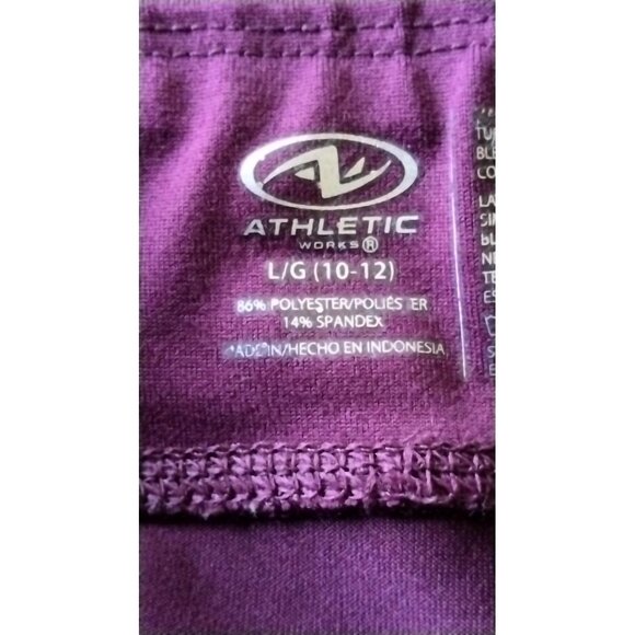 Athletic Works Large (10-12) Leggings Kids Maroon With Silver Stars Print - Picture 7 of 8